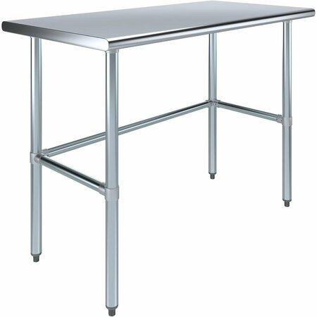 AMGOOD 24 in. x 48 in. Open Base Stainless Steel Metal Table WT-2448-RCB-Z
